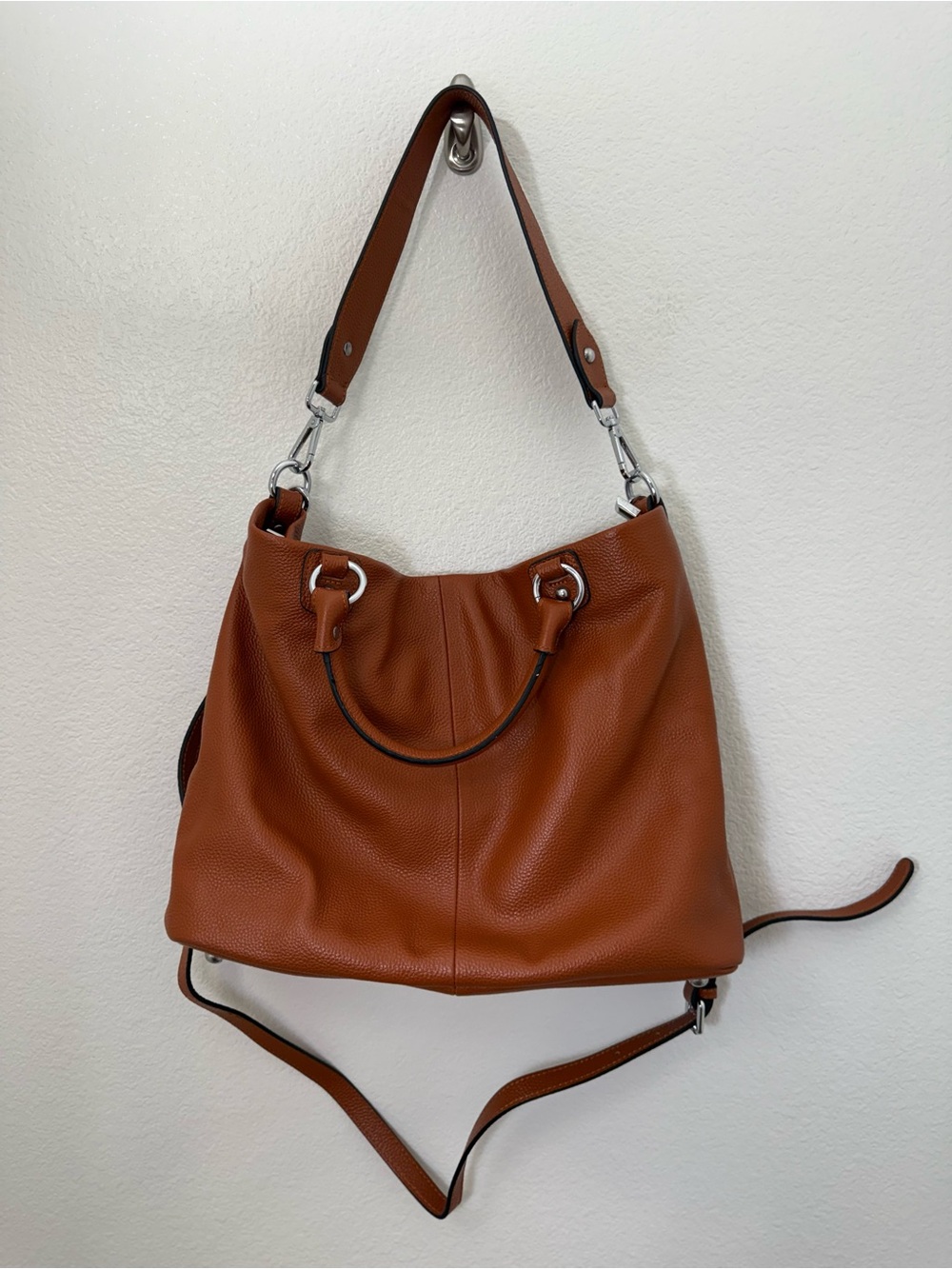 Kattee Leather Pebbled Leather Shoulder Hobo Bag